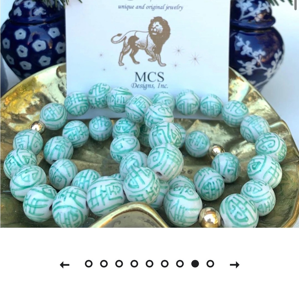 Mary Caroline Spano Green Beaded Bracelet 10mm